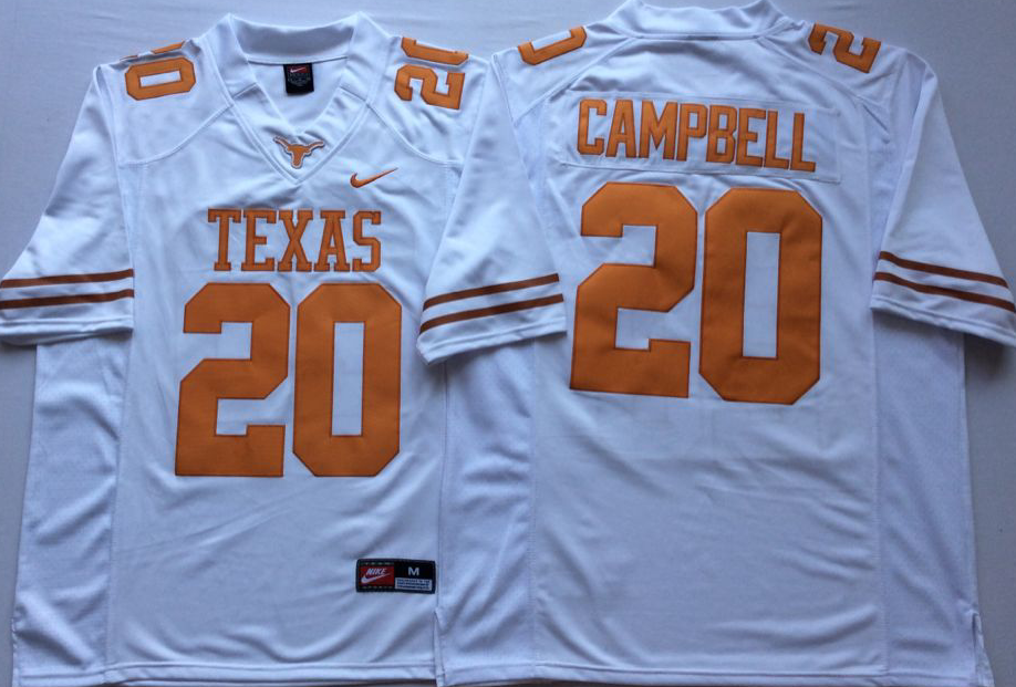 NCAA Men Texas Longhorns White #20 CAMPBELL